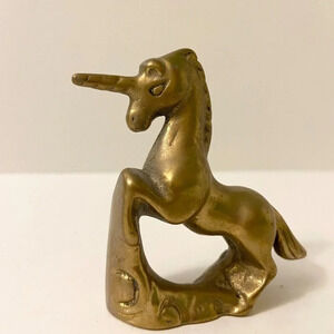 Vintage Brass Unicorn Collectible Figurine  2.5 Inch Size Figure Mystical